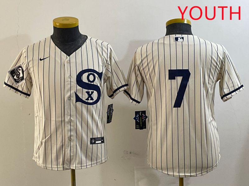 Youth Chicago White Sox #7 No Name Cream Stripe Dream Edition Game 2025 Nike MLB Jersey style 4